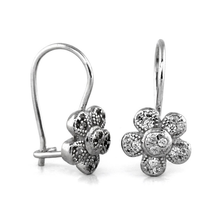 Srebrne kolczyki 925 kwiatuszki z cyrkoniami 1,21g