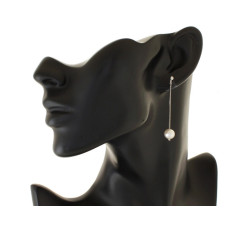 Srebrne kolczyki 925 wiszące z perełką na sztyft