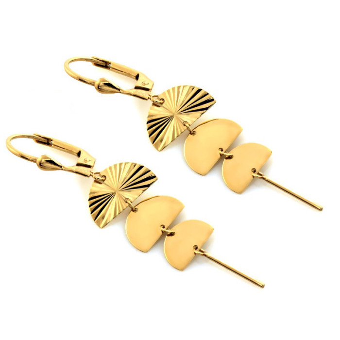 Złote wiszące diamentowane kolczyki 585