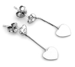 Srebrne kolczyki 925 gładkie serduszka z cyrkonią