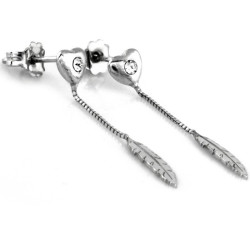 Srebrne kolczyki 925 wiszące gładkie piórka