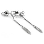 Srebrne kolczyki 925 wiszące gładkie piórka