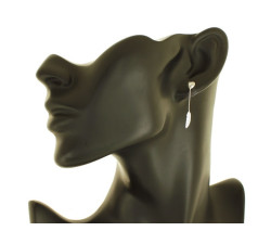 Srebrne kolczyki 925 wiszące gładkie piórka