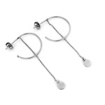 Srebrne kolczyki 925 koła z wiszącymi łańcuszkami