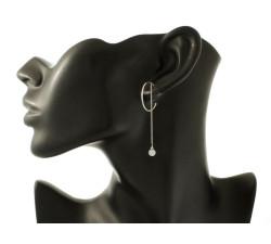 Srebrne kolczyki 925 koła z wiszącymi łańcuszkami