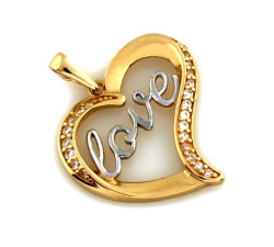 Złota zawieszka 585 serce wisiorek z napisem love