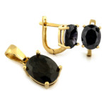 Złoty komplet biżuterii 585 elegancki czarne cyrkonie 4,89g