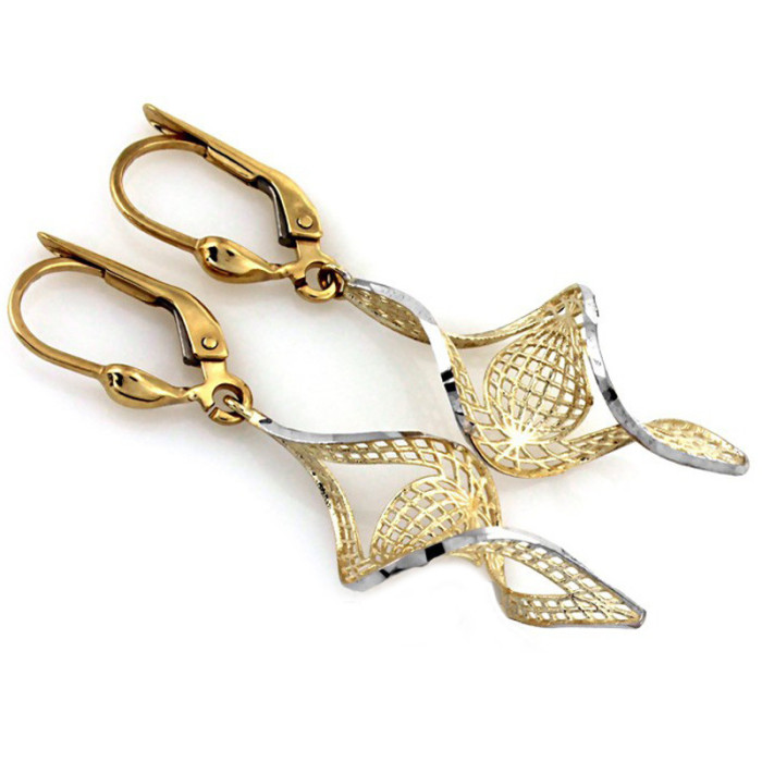 złote skręcane ażurowe kolczyki 375