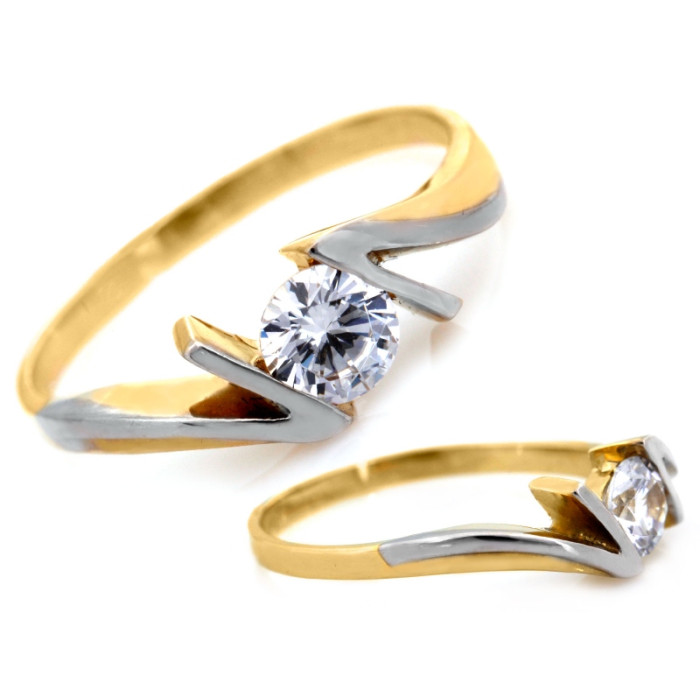 złoty pierścionek 585 z cyrkonią