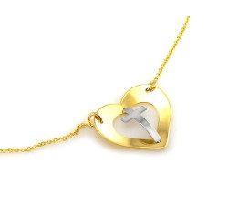 Złoty naszyjnik 585 dwukolorowy z krzyżykiem