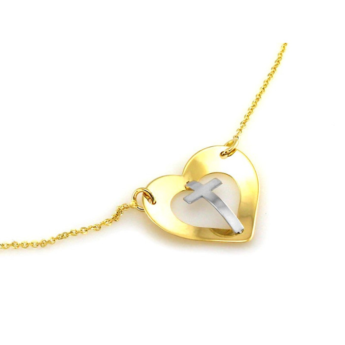 Złoty naszyjnik 585 dwukolorowy z krzyżykiem