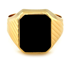 Sygnet ze złota 375 dla mężczyzny z czarnym oczkiem