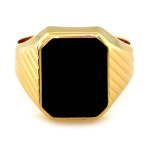 Sygnet ze złota 375 dla mężczyzny z czarnym oczkiem