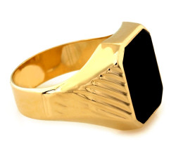 Sygnet ze złota 375 dla mężczyzny z czarnym oczkiem