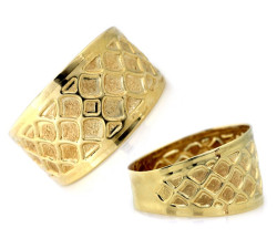 Pierścionek ze złota 375 szeroki obrączkowy wzór