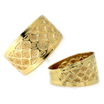 Pierścionek ze złota 375 szeroki obrączkowy wzór