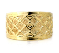 Pierścionek ze złota 375 szeroki obrączkowy wzór