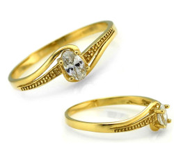 Złoty pierścionek 375 zaręczynowy z cyrkonią