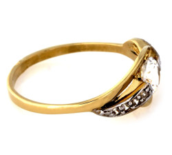 Złoty pierścionek 585 dwukolorowy zaręczynowy i cyrkoniami