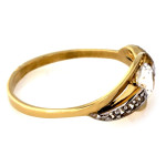 Złoty pierścionek 585 dwukolorowy zaręczynowy i cyrkoniami