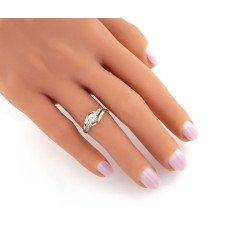 Złoty pierścionek 585 dwukolorowy zaręczynowy i cyrkoniami