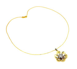 Naszyjnik ze złota 585 dwukolorowy z zawieszką kwiatkiem