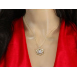 Naszyjnik ze złota 585 dwukolorowy z zawieszką kwiatkiem