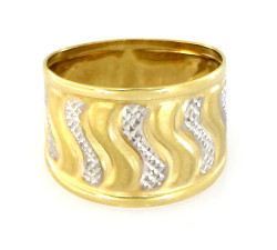 Pierścionek ze złota 375 dwukolorowa szeroka obrączka