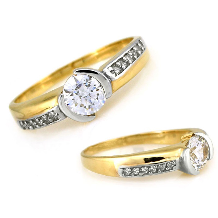 Złoty pierścionek z białym złotem