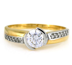 Złoty pierścionek żółte białe złoto