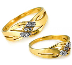 Pierścionek ze złota 585 dwukolorowy z cyrkoniami modny