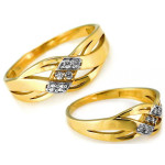 Pierścionek ze złota 585 dwukolorowy z cyrkoniami modny