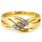 Pierścionek ze złota 585 dwukolorowy z cyrkoniami modny