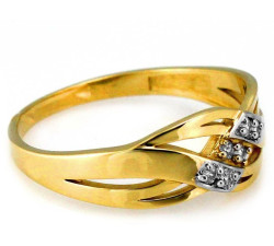 Pierścionek ze złota 585 dwukolorowy z cyrkoniami modny