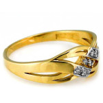 Pierścionek ze złota 585 dwukolorowy z cyrkoniami modny