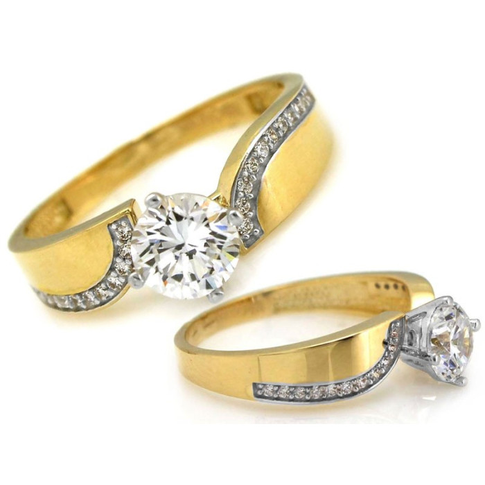 Złoty pierścionek  z kamieniami