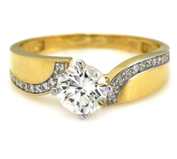 Złoty pierścionek  z cyrkoniami