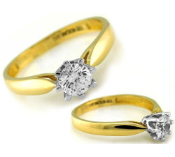 Złoty pierścionek 585 z cyrkonią na zaręczyny
