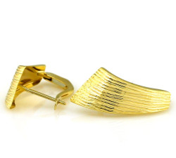 Złote kolczyki 375 diamentowane blaszki eleganckie