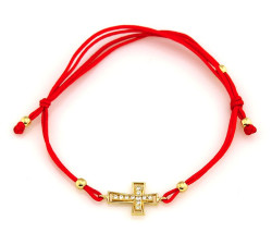 bransoletka sznurkowa ze złotym krzyżykiem 585