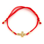 bransoletka sznurkowa ze złotym krzyżykiem 585