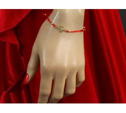 bransoletka ze sznurka z krzyżem i cyrkoniami 585