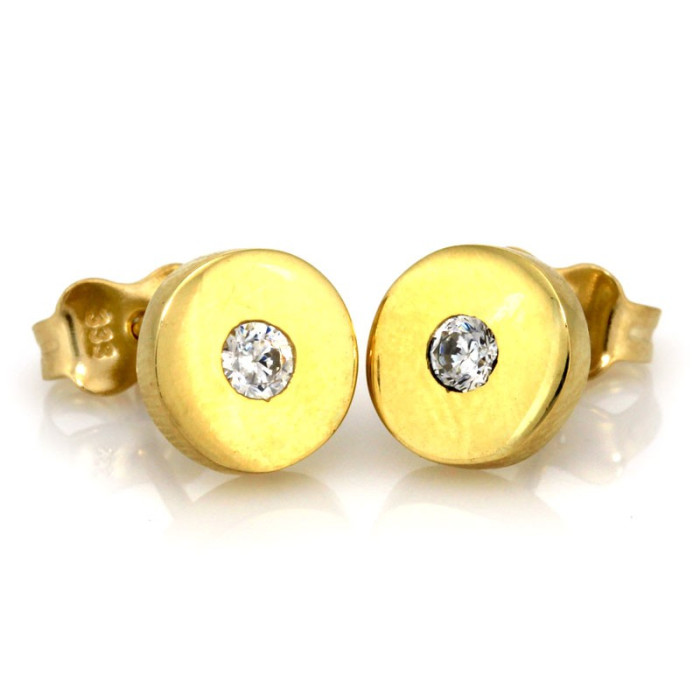 Złote kolczyki 333 na sztyft z cyrkonią
