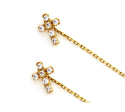 Złote kolczyki 585 krzyżyki