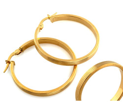 Kolczyki złote 585 eleganckie koła frezowane 30mm na angielskie zapięcie