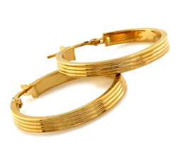 Kolczyki złote 585 eleganckie koła frezowane 30mm na angielskie zapięcie