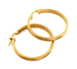 Kolczyki złote 585 eleganckie koła frezowane 30mm na angielskie zapięcie