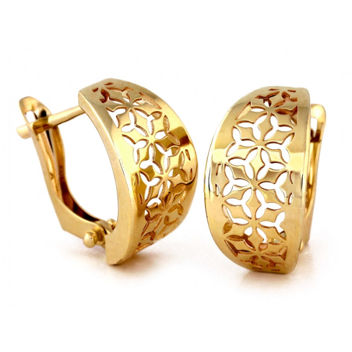 Złote kolczyki 585 blaszki ażurowe