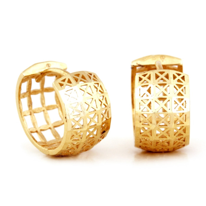 złote kolczyki szerokie zdobione koła