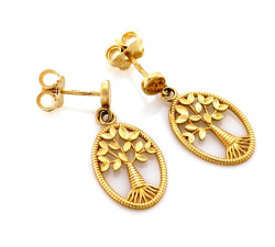 Złote kolczyki 585 z drzewem życia